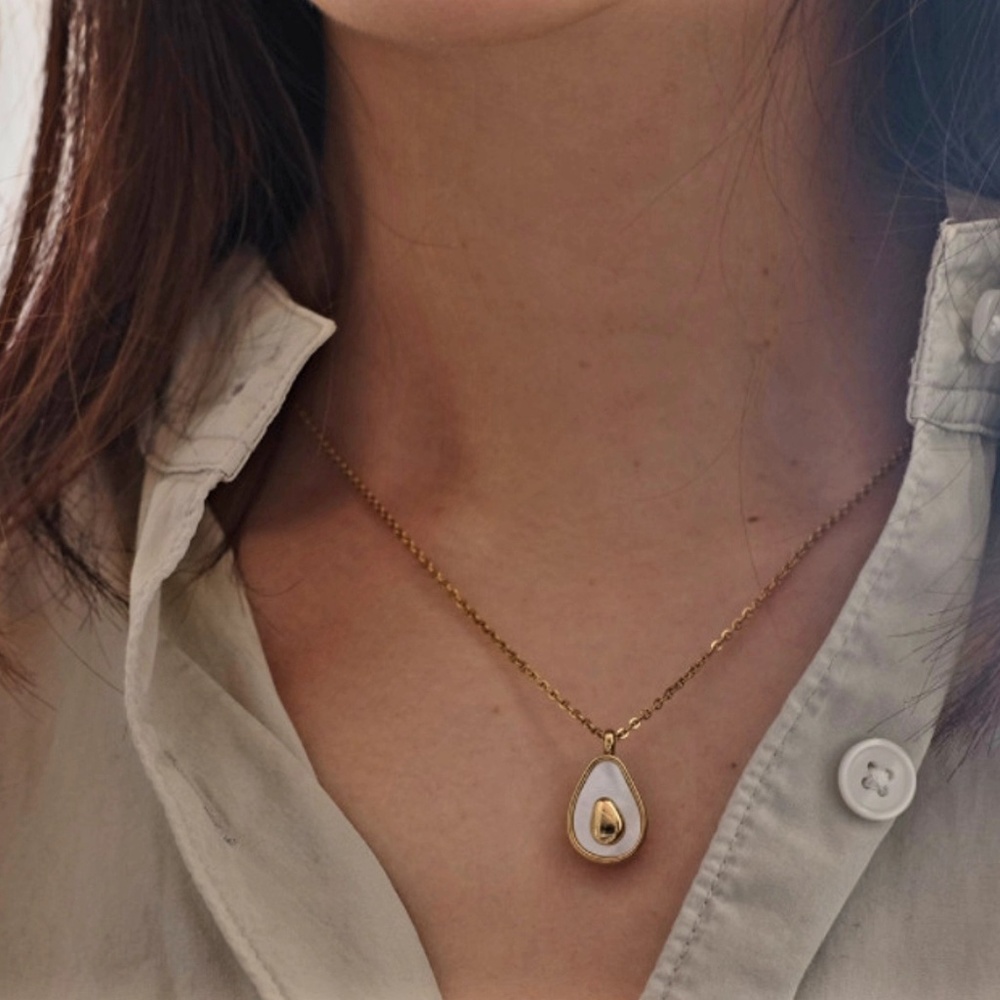 18k Gold Plated Titanium Avocado Necklace